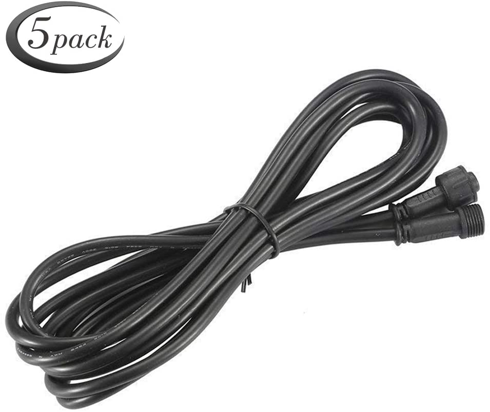 INDARUN 5 pcs 5 pins 1m Extension Cables for Outdoor rgbw led decking Light, 5 Pcs, 1m