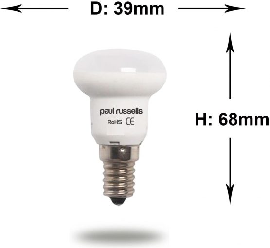 3 Pack 4W Reflector LED Light Bulbs E14 SES Small Edison Screw Paul Russells Bright 4W=30W Spotlight R39 Spot Light 120 Beam Lamp 6500K Day Light 30W Incandescent Replacement - Image 3