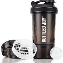 Protein Shaker Bottle with Storage Mixing Ball 100% BPA Free Leak Proof Smoothies Nutrition Shaker Cups Strong Durable Sports Gym Diet Fitness (Black)