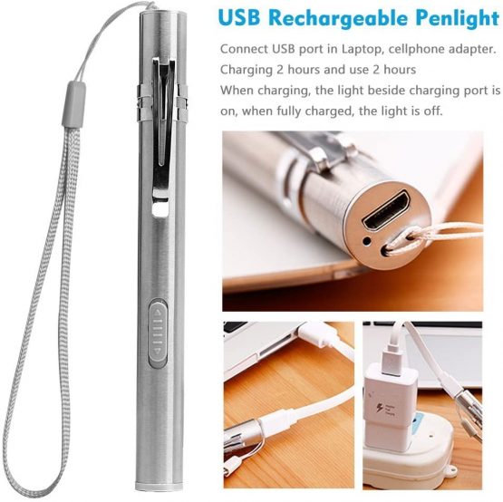 LEAGY Pen Torches for Nurses,Reusable Rechargeable Torch,2Pack White LED Lights Pen Light - Image 2