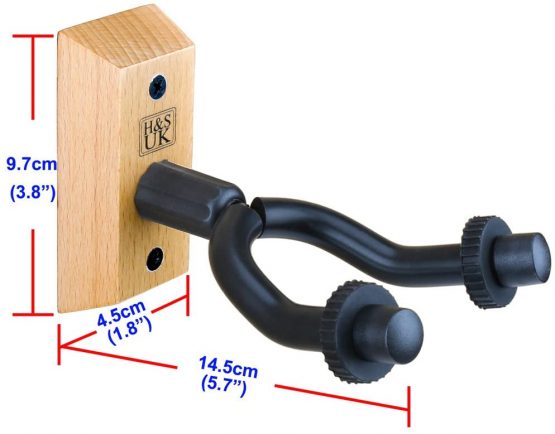 H&S Guitar Wall Mount Display Bracket Guitar Hanger Hook Holder Keeper Wall Mounted Hanging Stand Wooden Wood Base for Bass Electric Acoustic Guitar - 2 Pack - Image 3