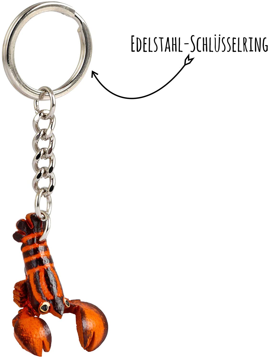 MONKIMAU Leather Keyring Lobster, Orange Dark Brown, small 2 cm - Image 4