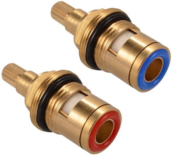 Replacement Brass Ceramic Stem Disc Cartridge Faucet Valve Quarter Turn 1/2" for Bathroom Kitchen Tap (1 Pair Hot & Cold) - Image 2