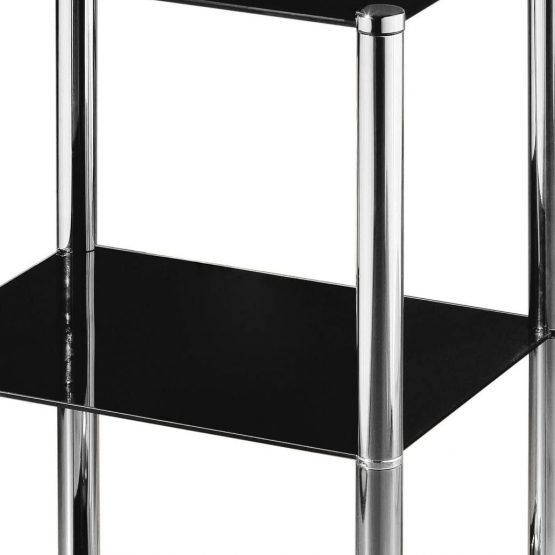 Premier Housewares 3 Tier Shelf Unit Black Glass Shelves Chrome Frame Shelving Unit Garage Unit Storage Shelving Unit Shed Shelving 70 x 41 x 31 cm - Image 4