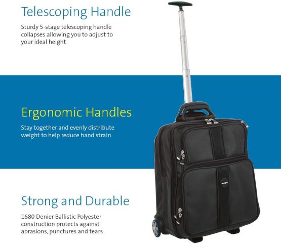 Kensington Roller Bag - Contour Overnight Laptop Roller - 17 Inch Secure Notebook Wheeled Bag with SnugFit Laptop Protection System Compartment, Black (62903) - Image 4