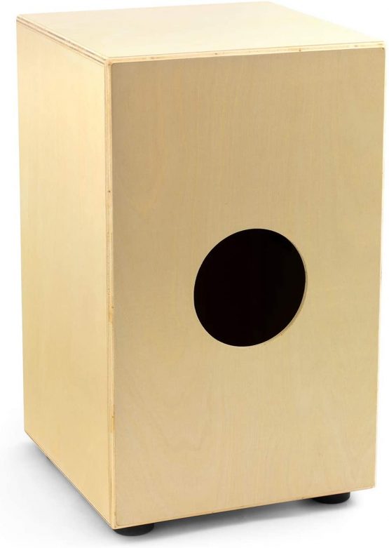 World Rhythm Natural Cajon Drum with Adjustable Snare and Foot Tambourine - Image 3