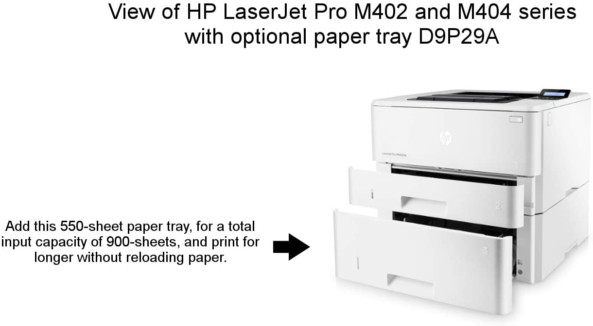 HP LaserJet Pro 550-sheet Feeder Tray For LaserJet Pro M402, LaserJet Pro MFP M426 -D9P29A-AG, Black/White, 1 - Image 3