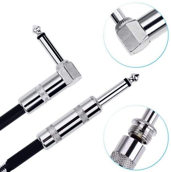 Anpro Guitar Lead Cable 3m (10ft), 6.3mm (1/4") Guitar Instrument Cable for Electric Guitar Bass Keyboard - Straight to L Shape Plugs - Image 3