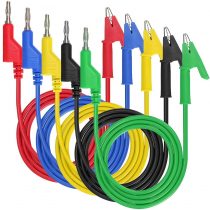 IGNPION 0.15”(4mm) 5PC Banana Plug to Crocodile Alligator Clip Test Probe Multimeter Probe Test Lead, Lead Wire Silicone Cable,39.37”(100cm) (5pcs colors)