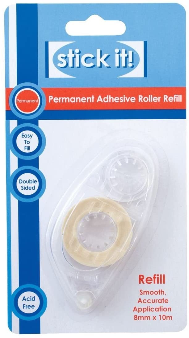 Stick It!, 10 m x 8 mm Permanent Adhesive Refill, Transparent, Perfect For Your Craft Kit Or Art Kit