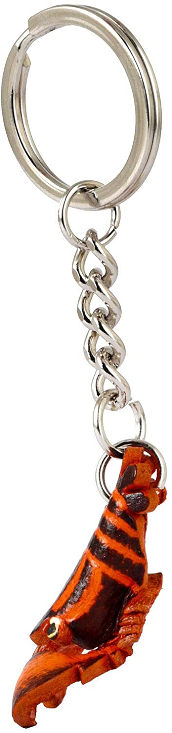 MONKIMAU Leather Keyring Lobster, Orange Dark Brown, small 2 cm - Image 3