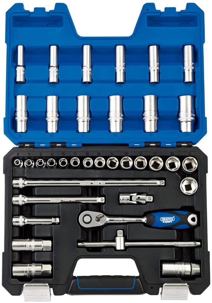 Draper 16449 3/8-Inch Square Drive Metric Socket 36 Piece Set , Blue, 3/8 inches