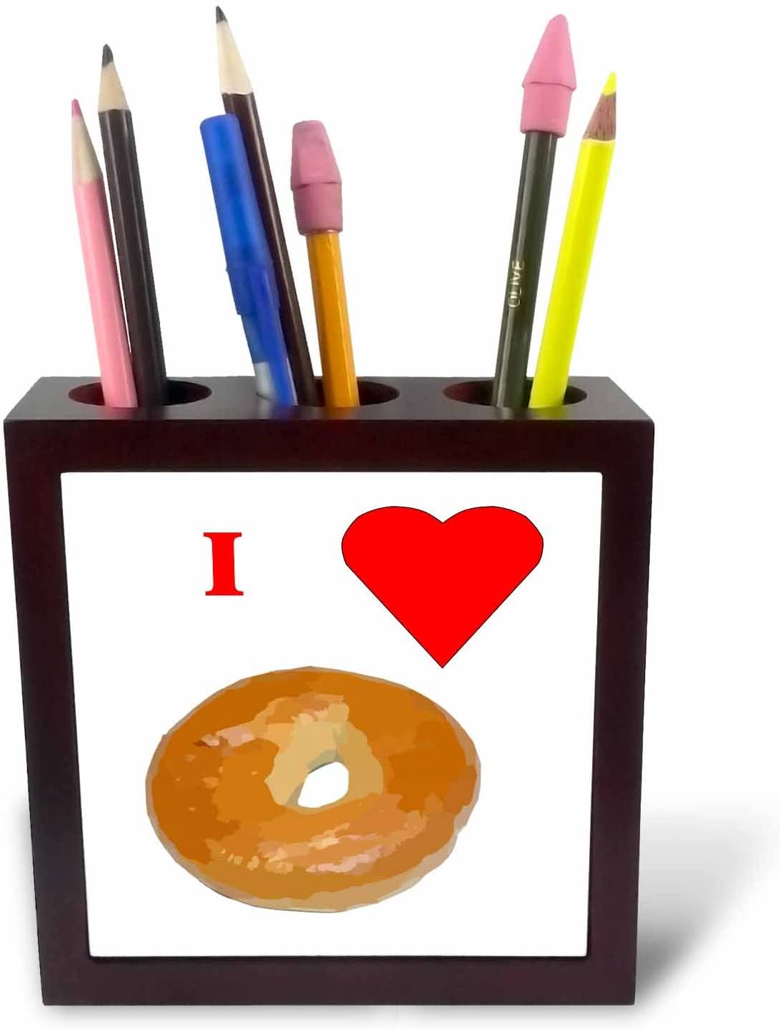 3dRose ph_60655_1 5-Inch "Love Bagels" Tile Pen Holder - Image 3