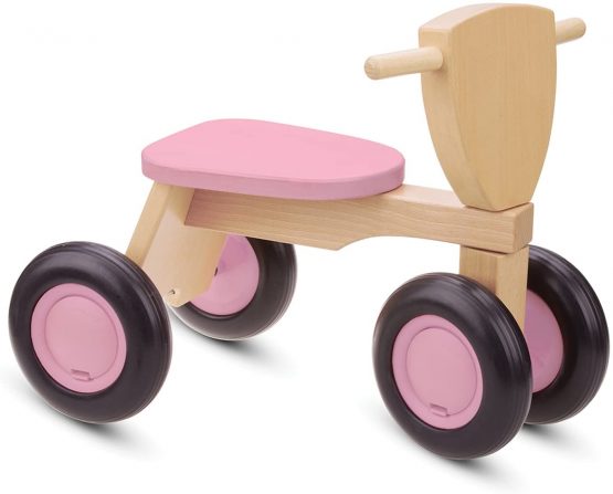 New Classic Toys 11422 Baby Wooden 1 2 Ride On Trike Toy, Toddlers First Tricycle for One Year Old, Children Scooter for Age 12 Months with 3 Wheels Pink Color - Image 4