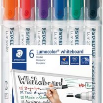 STAEDTLER 351WP6 Lumocolour Whiteboard Marker with Bullet Tip, Multicolor, Pack of 6
