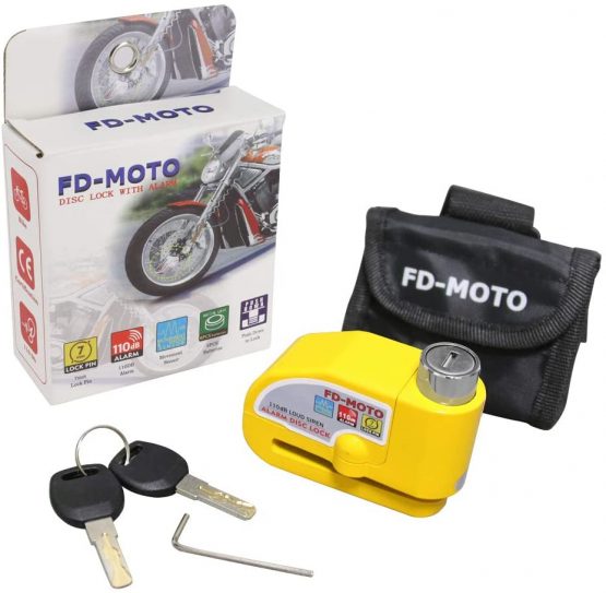 FD-MOTO 110dB Alarm Disc Brake Lock + Free Carry Pouch and 1.5M Reminder Cable Anti-Theft Motorcycle Motorbike Security Lock - Image 4
