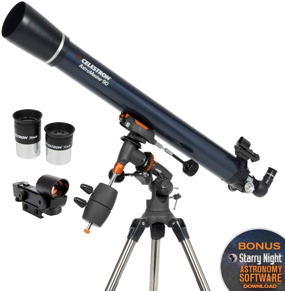 Celestron 21064 AstroMaster 90EQ Refractor Telescope, includes Two Eyepieces, Erect Image Diagonal - Image 2