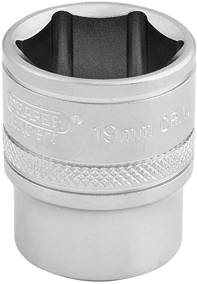 Draper 16545 3/8-Inch Square Drive 6 Point Metric Socket, 19mm Size, Blue