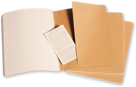 Moleskine Cahier Journal, Set 3 Notebooks with Plain Pages, Cardboard Cover with Visible Cotton Stiching, Colour Kraft Brown, Extra Large 19 x 25 cm, 120 Pages - Image 3