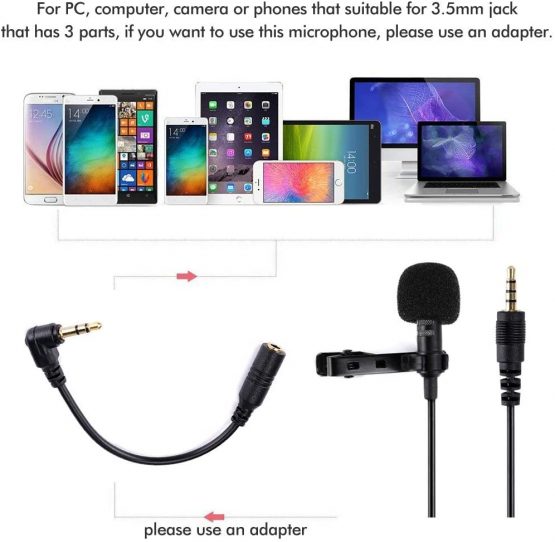 Lavalier Microphone, Professional Grade Omnidirectional Lapel Mic with Easy Clip on System, Perfect for Recording Interview/Video Conference/Podcast/Voice Dictation/Phone - Image 3