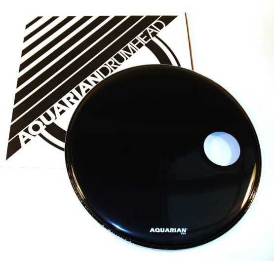 Aquarian Regulator 18-inch Small Port Hole Bass Drum Head - Black - Image 2