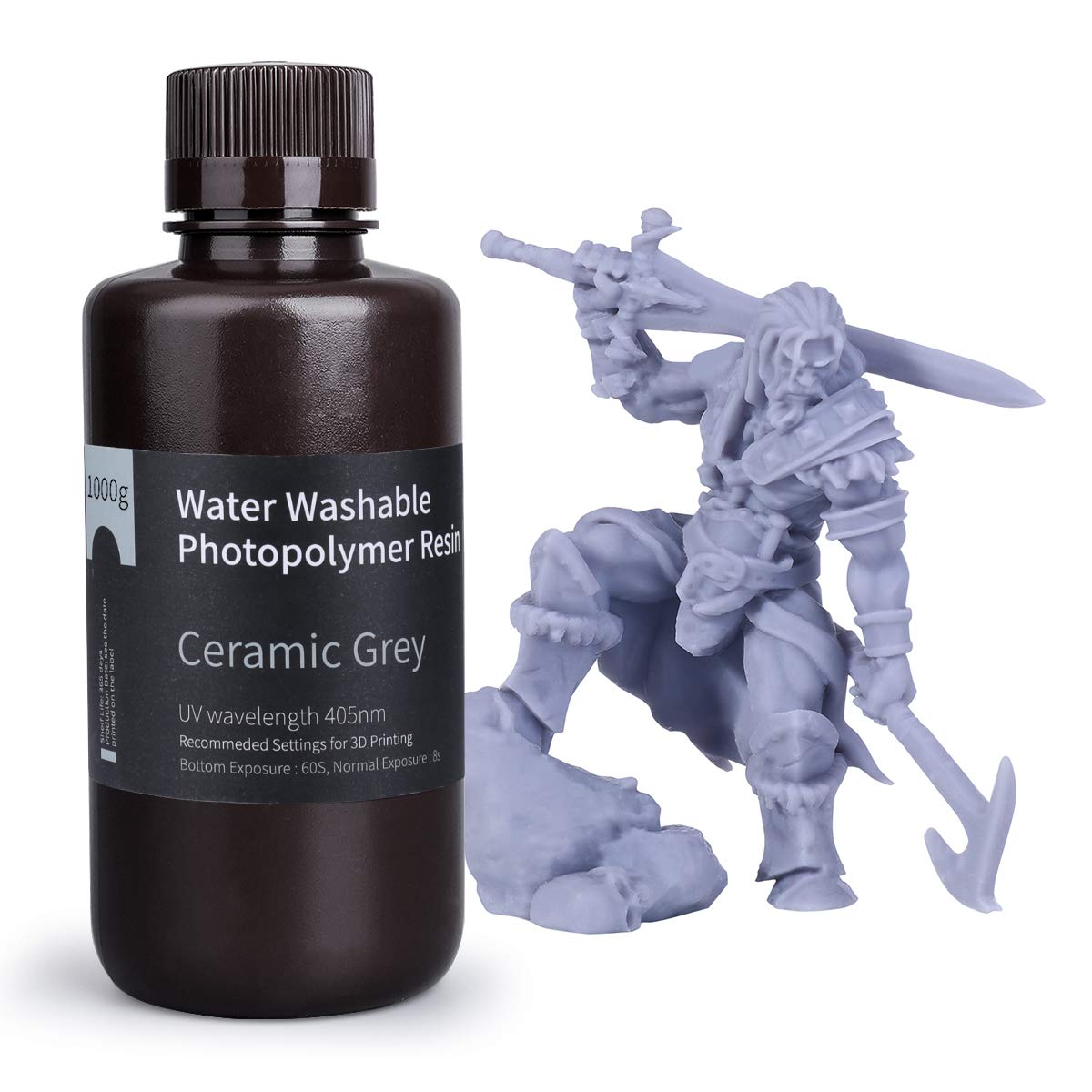 ELEGOO Water Washable 3D Printer Resin 1.0, Upgraded LCD UV-Curing Resin 405 nm Photopolymer Resin for LCD 3D Printing