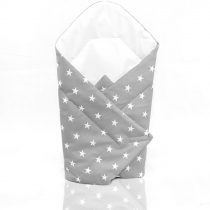 Baby Swaddle WRAP Newborn Infant Bedding Blanket Cotton Sleeping Bag Cotton WRAP (White Stars on Grey Background)