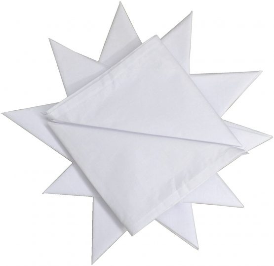 Dudu N Girlie! Cotton Men's Hemmed Stitched Handkerchiefs, Pack of 12, White
