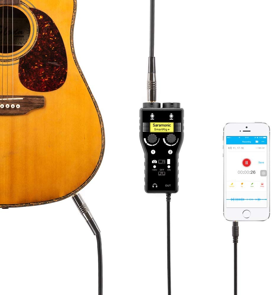 Saramonic SRSMARTRIG2 Two-channel Mic and Guitar Interface, Black - Image 3