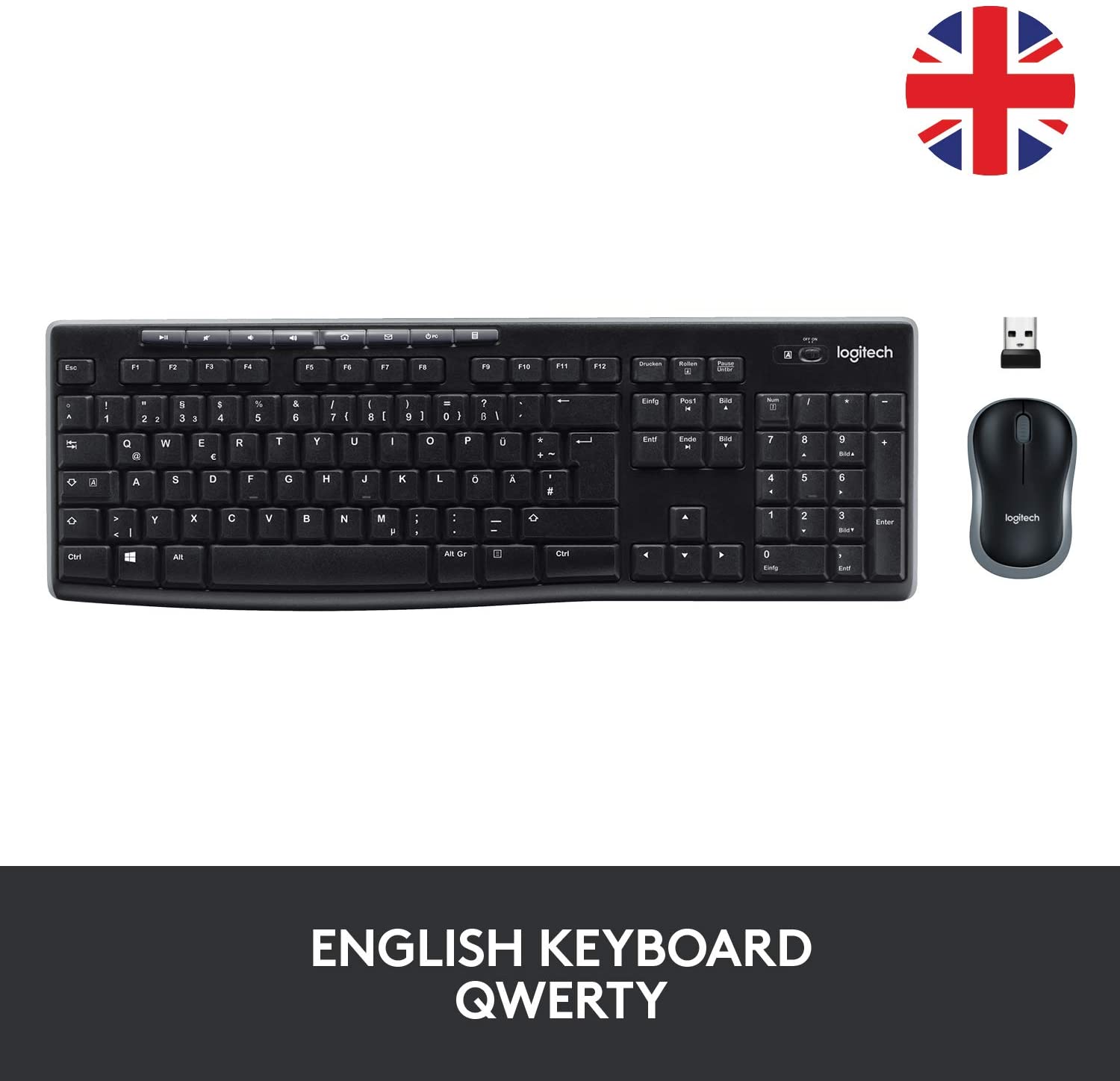 Logitech MK270 Wireless Keyboard and Mouse Combo for Windows 2.4 GHz Wireless, Compact Mouse, 8 Multimedia and Shortcut Keys - Image 2