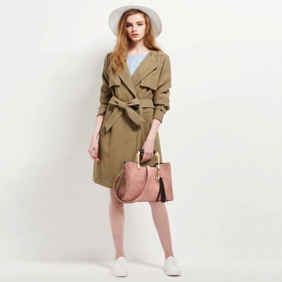 NICOLE&DORIS Women Top Handle Handbags Shoulder Bag Crossbody Bag Tassel Tote Satchel for Ladies PU Leather Pink - Image 2