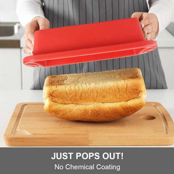 SILIVO Silicone Bread and Loaf Tins Silicone Non Stick Baking Moulds Pan for Loaves, Breads, Cakes and Lasagna ( loaf tin 2lb ) (Rectangular Bread tin, 2 PCS 22*9*6 cm) - Image 2