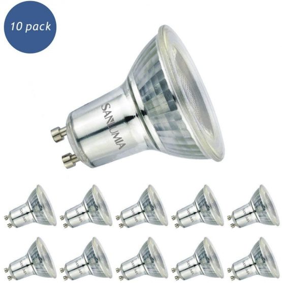 10 X Sanlumia 6W Gu10 Super Bright COB LED Spotlight Bulb 500lm 75W Halogen Equivalent Warm White 3000K