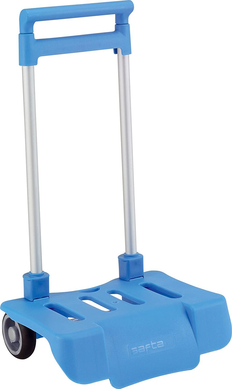 Safta Trolley for school backpacks foldable, light, resistant with extractable grip handle and wheels, Light Blue, 85 cm