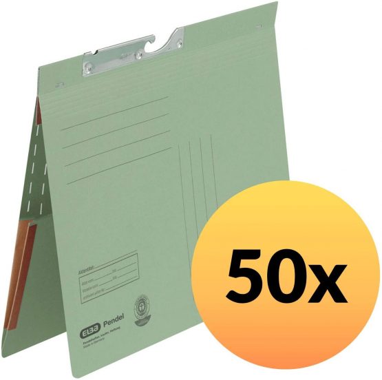 Elba 90463BL Suspension File Manila Cardboard Recycled Material 320 g/m² Commercial Binding and Slit Pack of 50 Blue Hanging Files, Manila Cardboard (RC) 320g / m² Blue