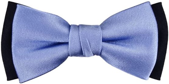 TigerTie Pre-Tied Double Coloured Toddler Baby Silk Bow Tie in Plain - 29 to 40 cm Neck Circumference Adjustable + Storage Box