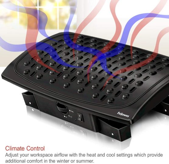 Fellowes Professional Series Climate Control Adjustable Foot Rest for Under Desk - Black - Image 4