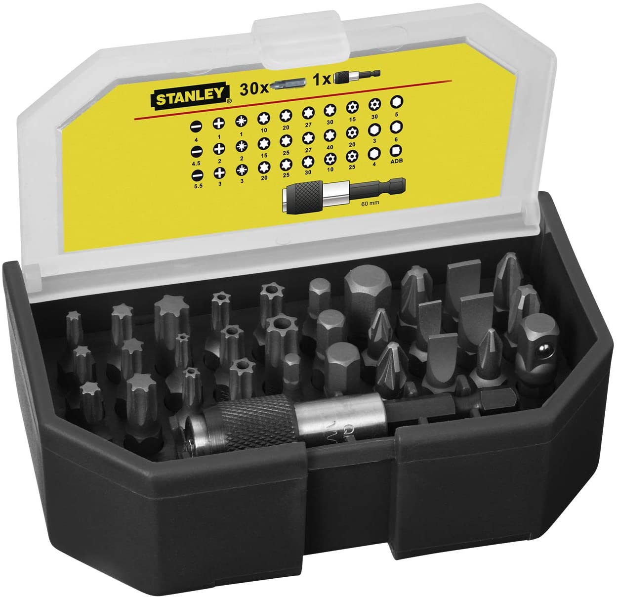 Stanley 1-13-903 Set including Bit Holder, Silver, Set of 31 Pieces, 914 Jahre vor Ort Garantie