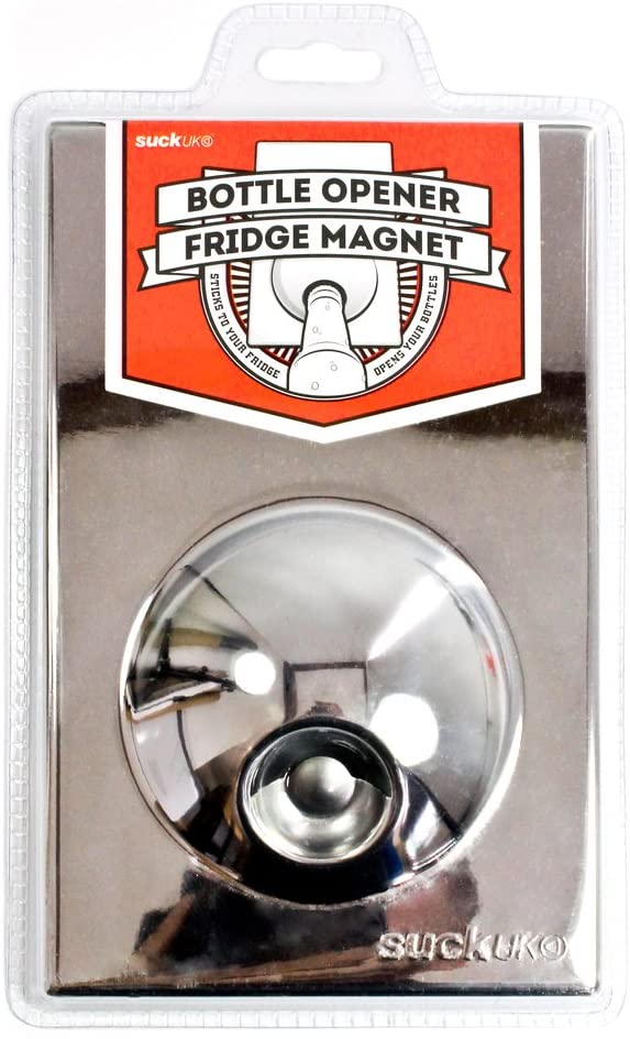 Suck UK Magnetic Bottle Opener Bar Tool and Fridge Magnet - Silver, Stainless Steel