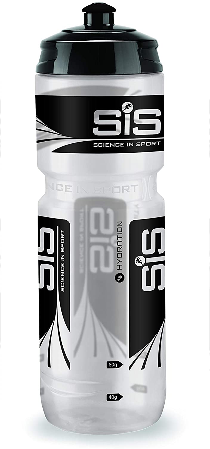 Science in Sport SIS Clear Sports Water Bottle, Plastic Water Bottle, Black Logo, Transparent Colour, 800 ml