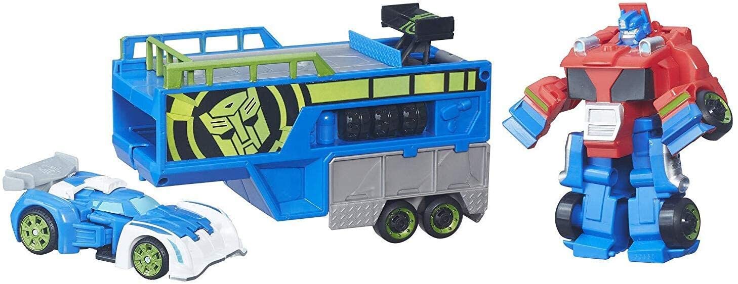 Transformers Rescue Bots Optimus Prime Racing Trailer Playset, Blue, Medium