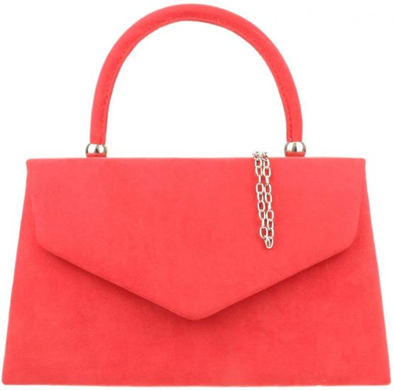 Girly HandBags Top Handle Faux Suede Clutch Bag Grab Holder Womens Handbag