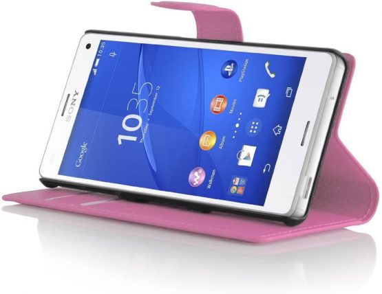 MUZZANO Original Le Folio Case Cover with 3 Ultra Clear Screen Protective Films for Sony Xperia Z3 Compact - Pink - Image 3