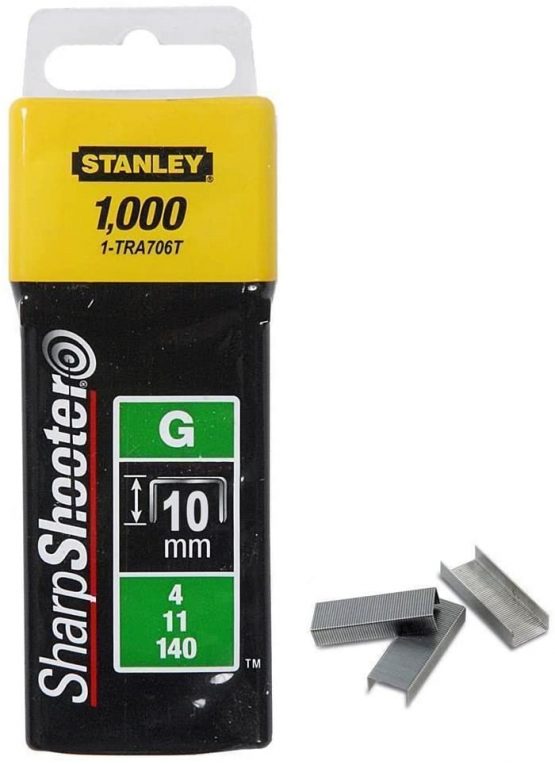 Stanley 1-TRA706T \"Type G\" Staples, Silver, 10 mm, Set of 1000 Piece