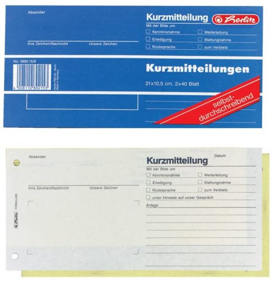 Herlitz 892109 Memo, 21 x 10.5 x 50 Sheets, Pack of 5 2 x 40 Blatt
