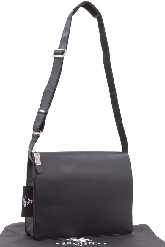VISCONTI - Laptop Messenger Shoulder Bag - 13 to 14 Inch Laptop Bag - Hunter Leather - Office Work Organiser Bag - Multiple Pockets - 18548 - HARVARD - Black - Image 3