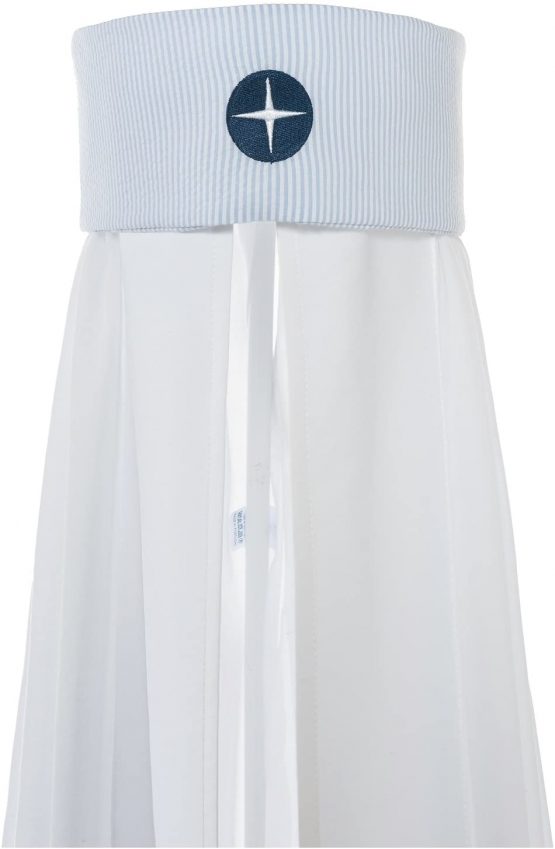 Nordic Coast Baby Bed Crown Canopy, Blue/White Stripes