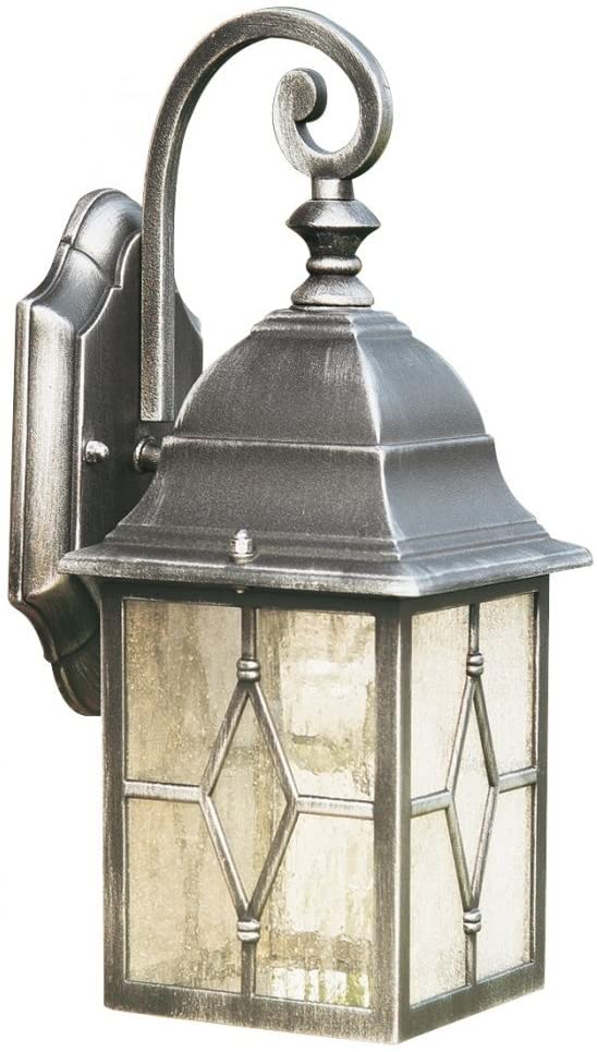 Genoa Cast Aluminium Outdoor IP23 Hanging Wall Lantern Light, 1642, Black Silver