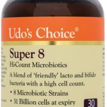 Udo's Choice Super 8 Hi Count Microbiotics, Supports Bowels and Digestive Health, One a day Probiotics, - 42 Billion Cell Count -8 Microbiotic Strains - 30 Capsules