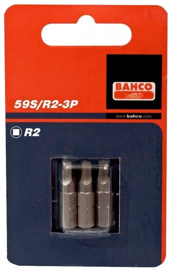 Bahco 59S/R2-3P BH59S/R2-3P R2 Bits for Robertson Head Screws, Multi-Colour, 25 mm, Set of 3 Pieces